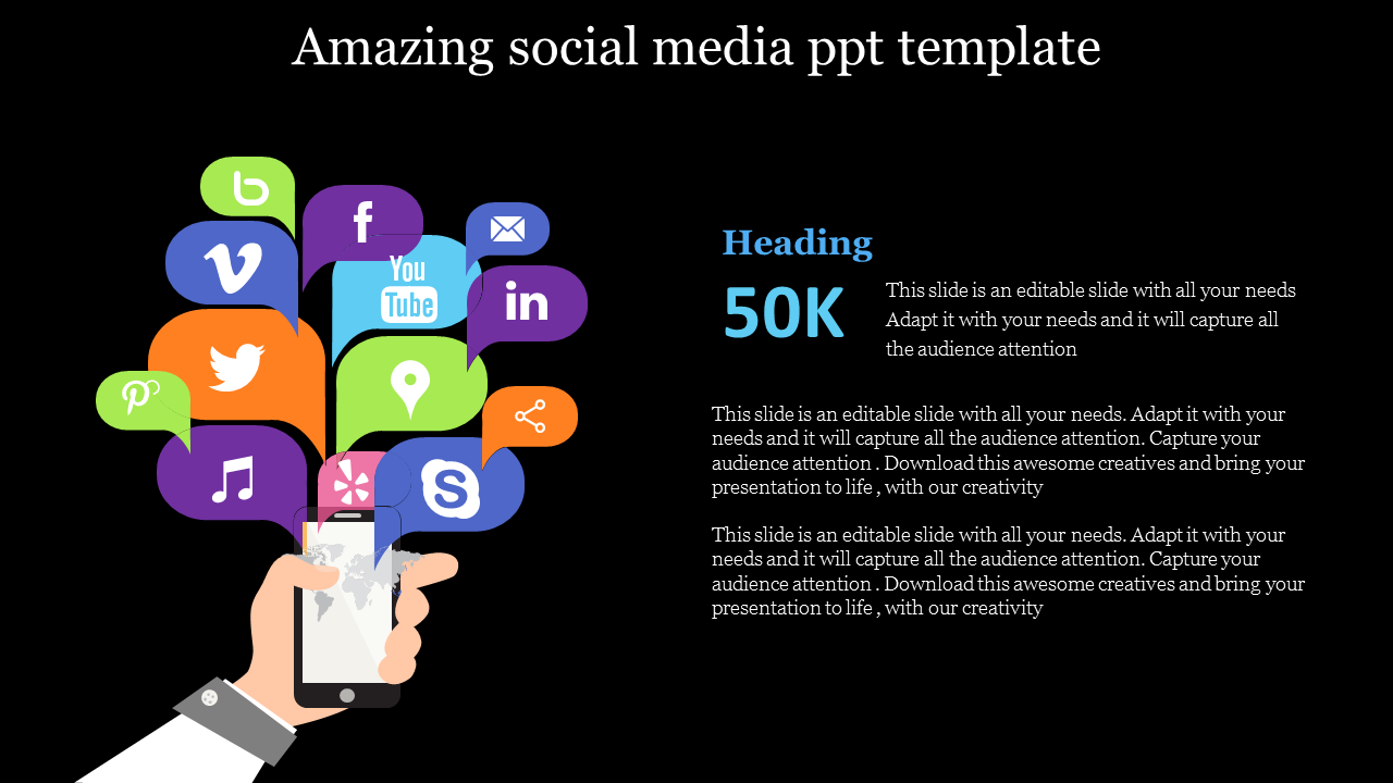 Social Media PowerPoint Template and Google Slides for Growth